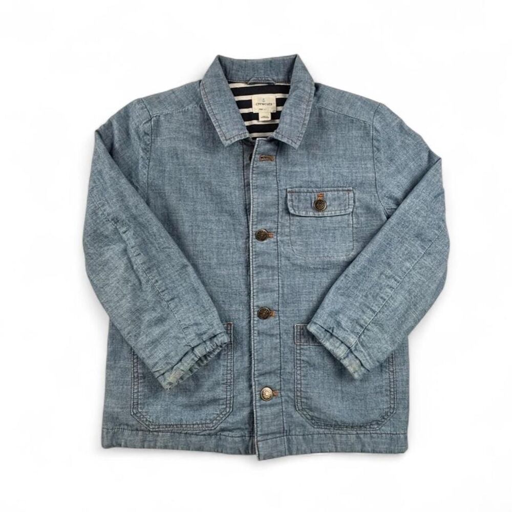 Crewcuts by J.Crew Chambray Utility Jacket Kids Size 6-7 Blue Button Up
